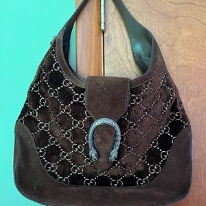 GUCCI Dionysus Medium Hobo One Shoulder Bag Velvet Suede Brown